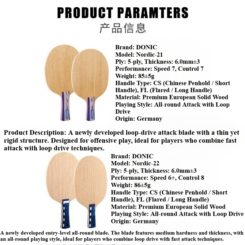 Donic Nordic 21 22 Table Tenni - Table Tennis Racket review and price